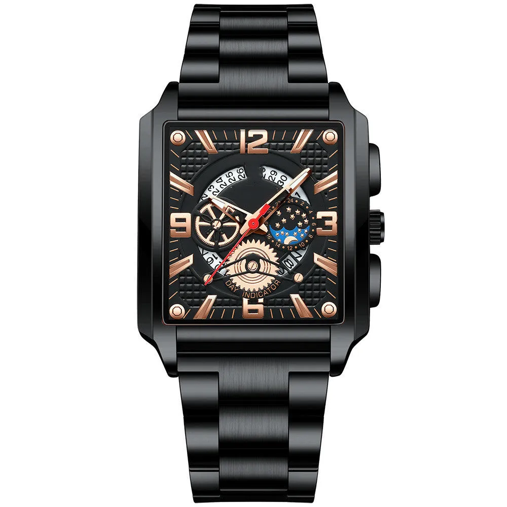 Binbond Men's Vintage Square Calendar Waterproof watch for men B6575