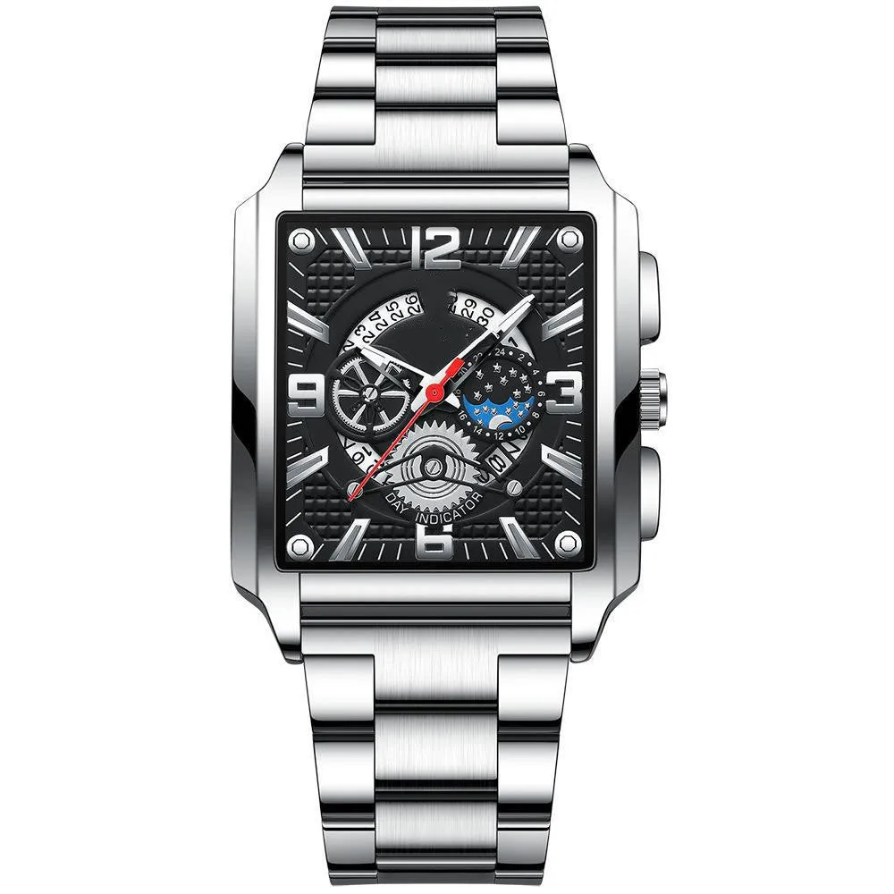 Binbond Men's Vintage Square Calendar Waterproof watch for men B6575