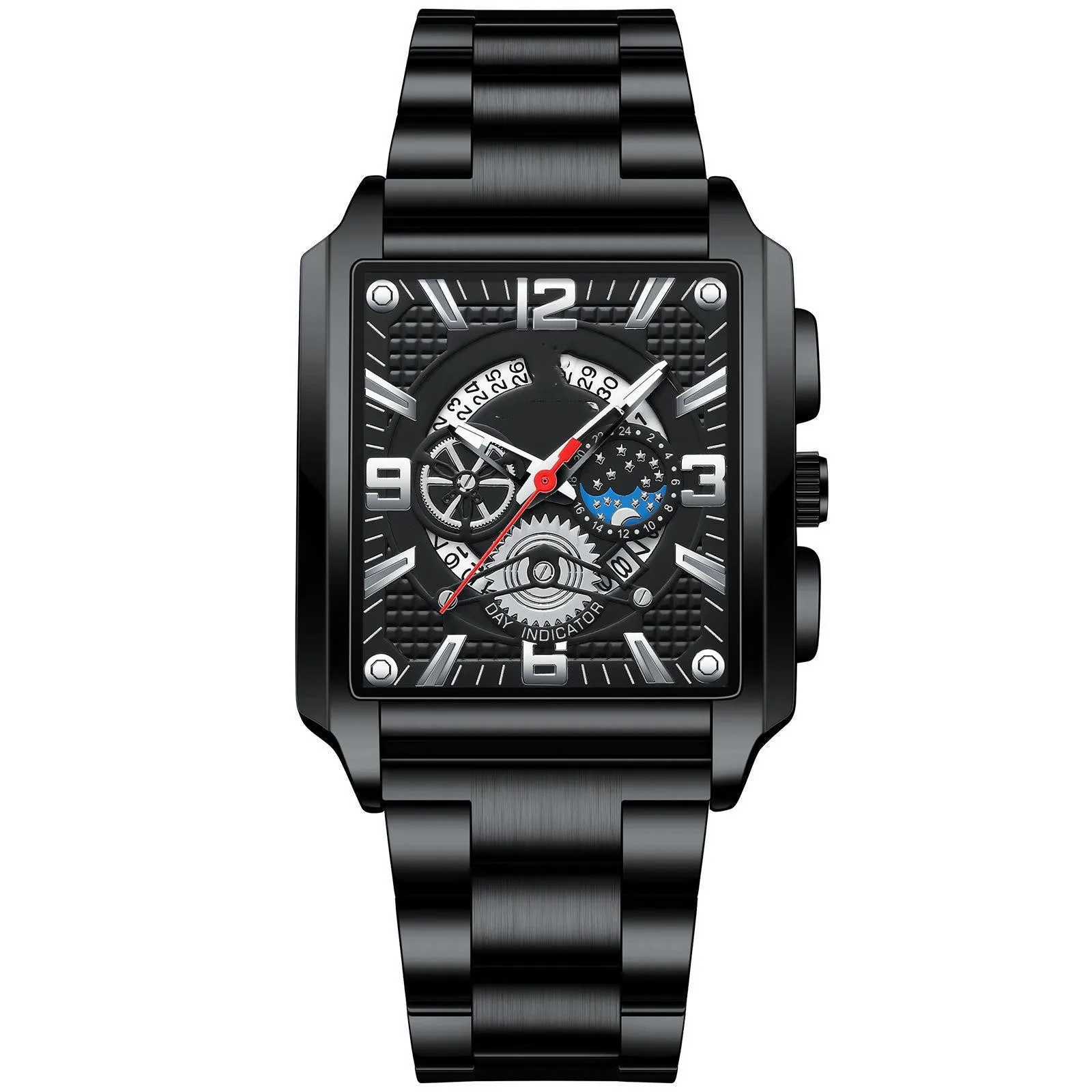 Binbond Men's Vintage Square Calendar Waterproof watch for men B6575