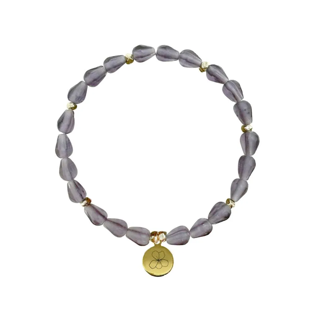Birth Month Flower Glass Bead Bracelet