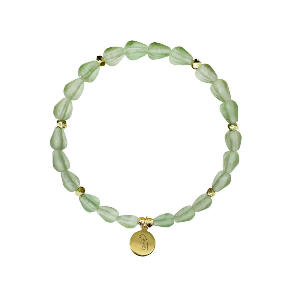 Birth Month Flower Glass Bead Bracelet