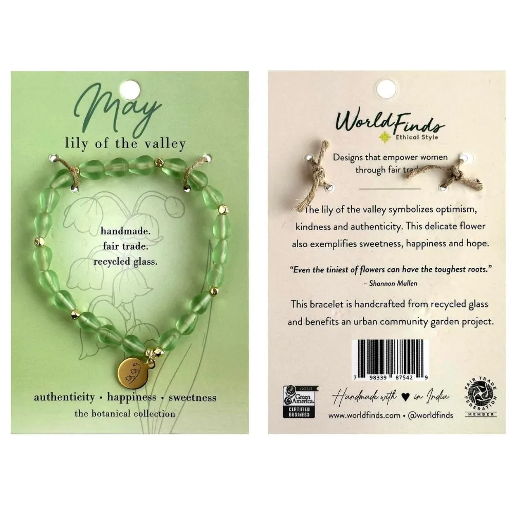 Birth Month Flower Glass Bead Bracelet