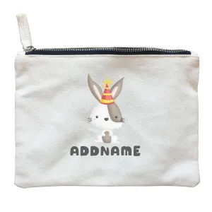 Birthday Friendly Animals Happy Rabbit Wearing Party Hat Addname Zipper Pouch