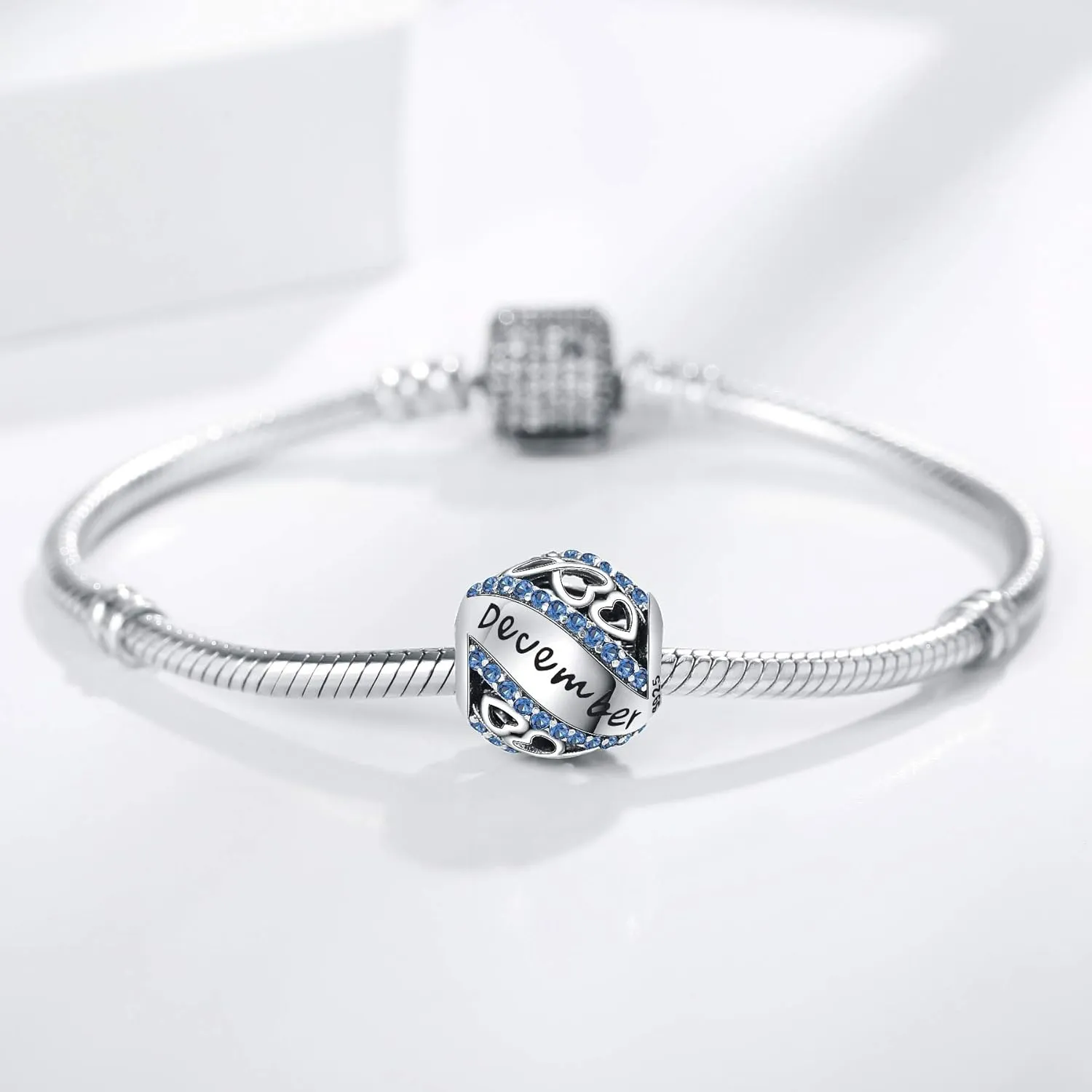 Birthstone Charms for Charms Bracelet 925 Sterling Silver Bead Openwork Charms Fit Pandora Charms Bracelet, Fit Women Wife Mom Christmas Birthday Gift