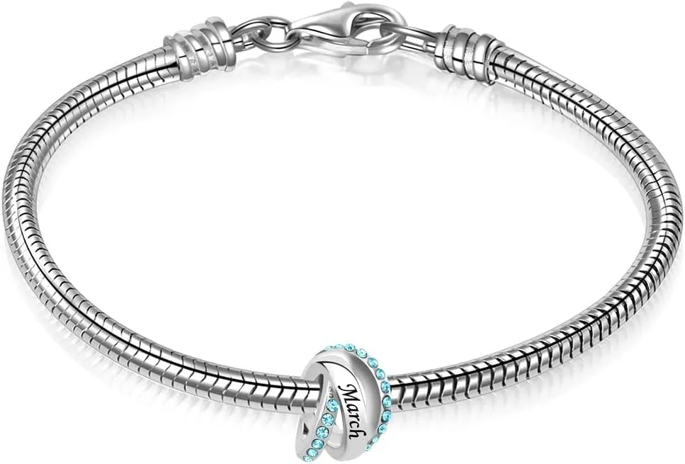 Birthstone Charms for charms Bracelets Trinity Ring Happy Birthday Charms Beads Compatible with Pandora Bracelets