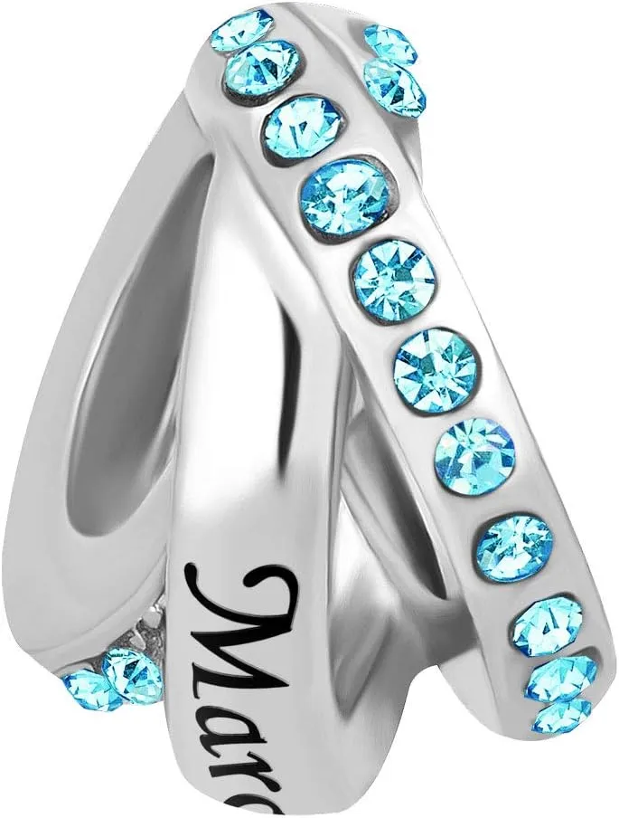 Birthstone Charms for charms Bracelets Trinity Ring Happy Birthday Charms Beads Compatible with Pandora Bracelets