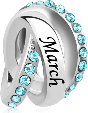 Birthstone Charms for charms Bracelets Trinity Ring Happy Birthday Charms Beads Compatible with Pandora Bracelets