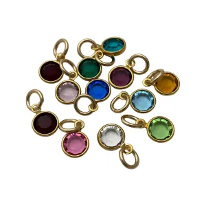 Birthstone crystal charms, Swarovski Chanel drops, mother charms, grandmother charms, gold