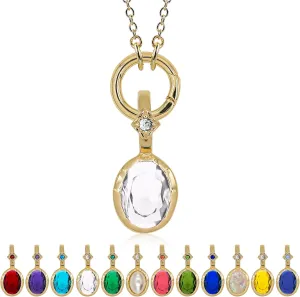 Birthstone Necklace for Women - Dainty Charms Pendant Gold Plated Chain Zircon Jewelry Birthday Gifts for Mom Family