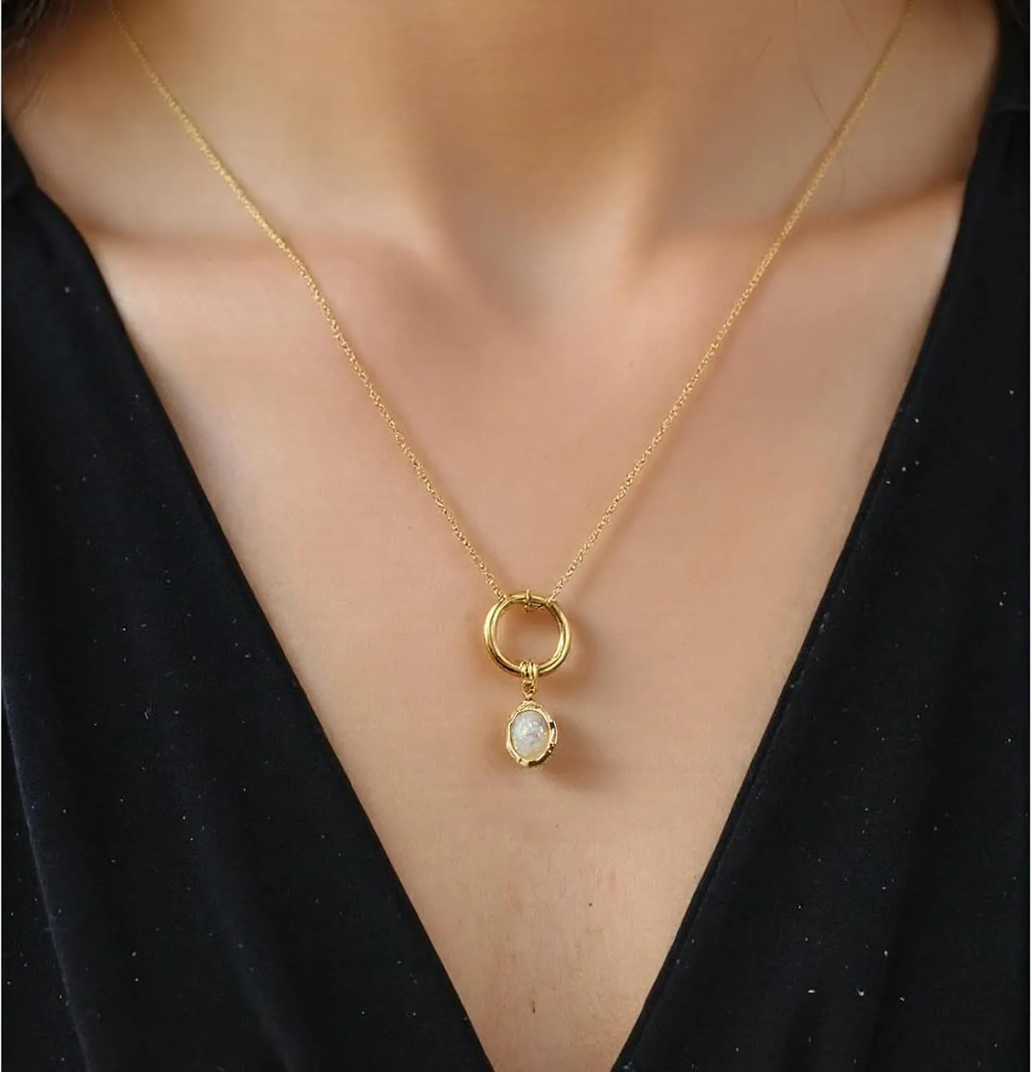 Birthstone Necklace for Women - Dainty Charms Pendant Gold Plated Chain Zircon Jewelry Birthday Gifts for Mom Family