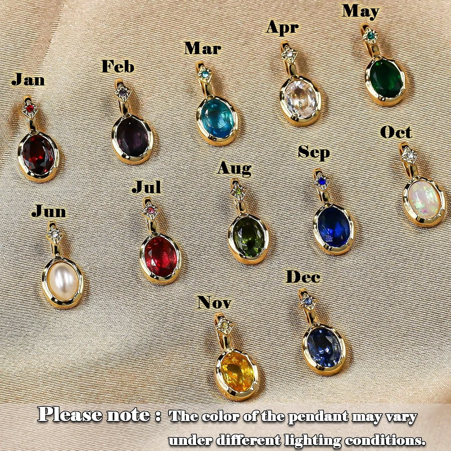 Birthstone Necklace for Women - Dainty Charms Pendant Gold Plated Chain Zircon Jewelry Birthday Gifts for Mom Family
