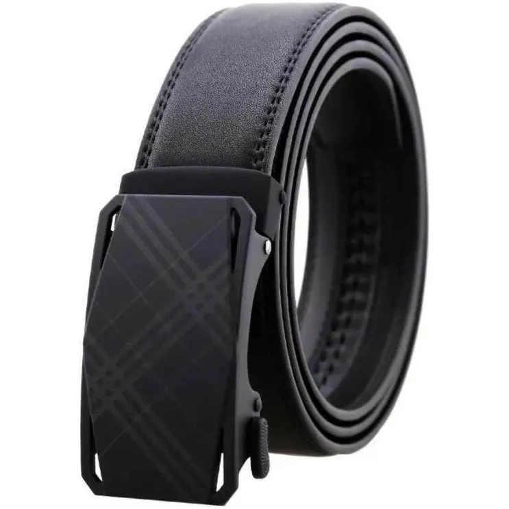 Black Belt Black Textured Buckle Adjustable Ratchet Slide
