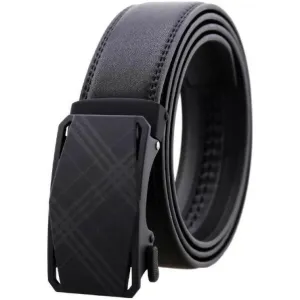 Black Belt Black Textured Buckle Adjustable Ratchet Slide