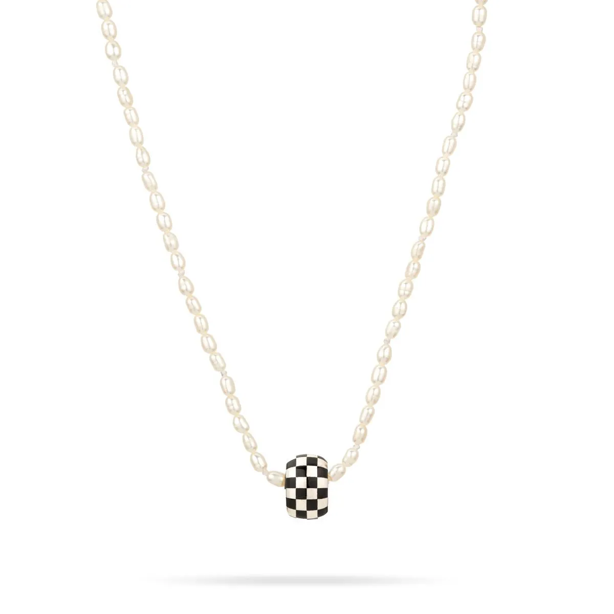 Black Ceramic Checkerboard Big Bead