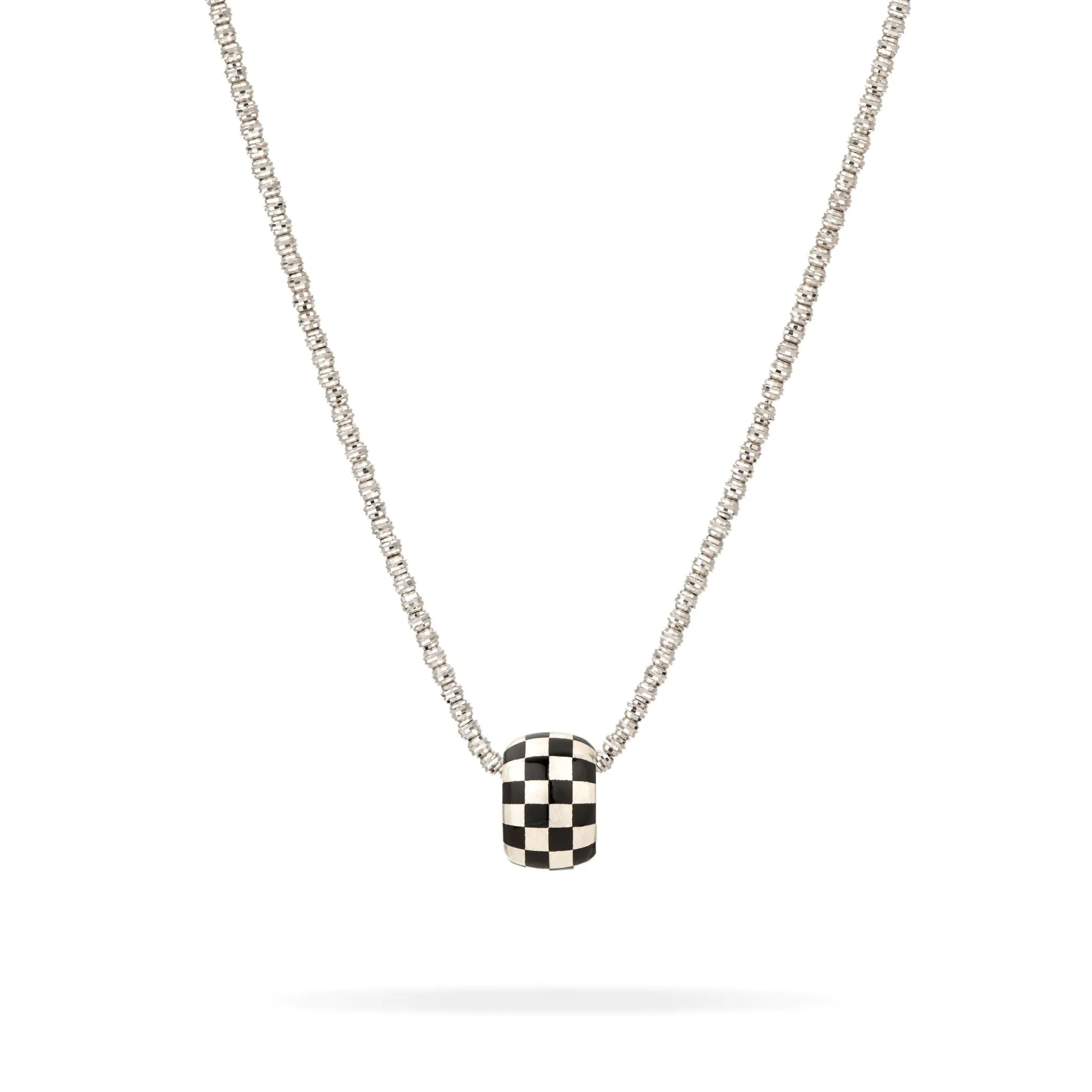 Black Ceramic Checkerboard Big Bead