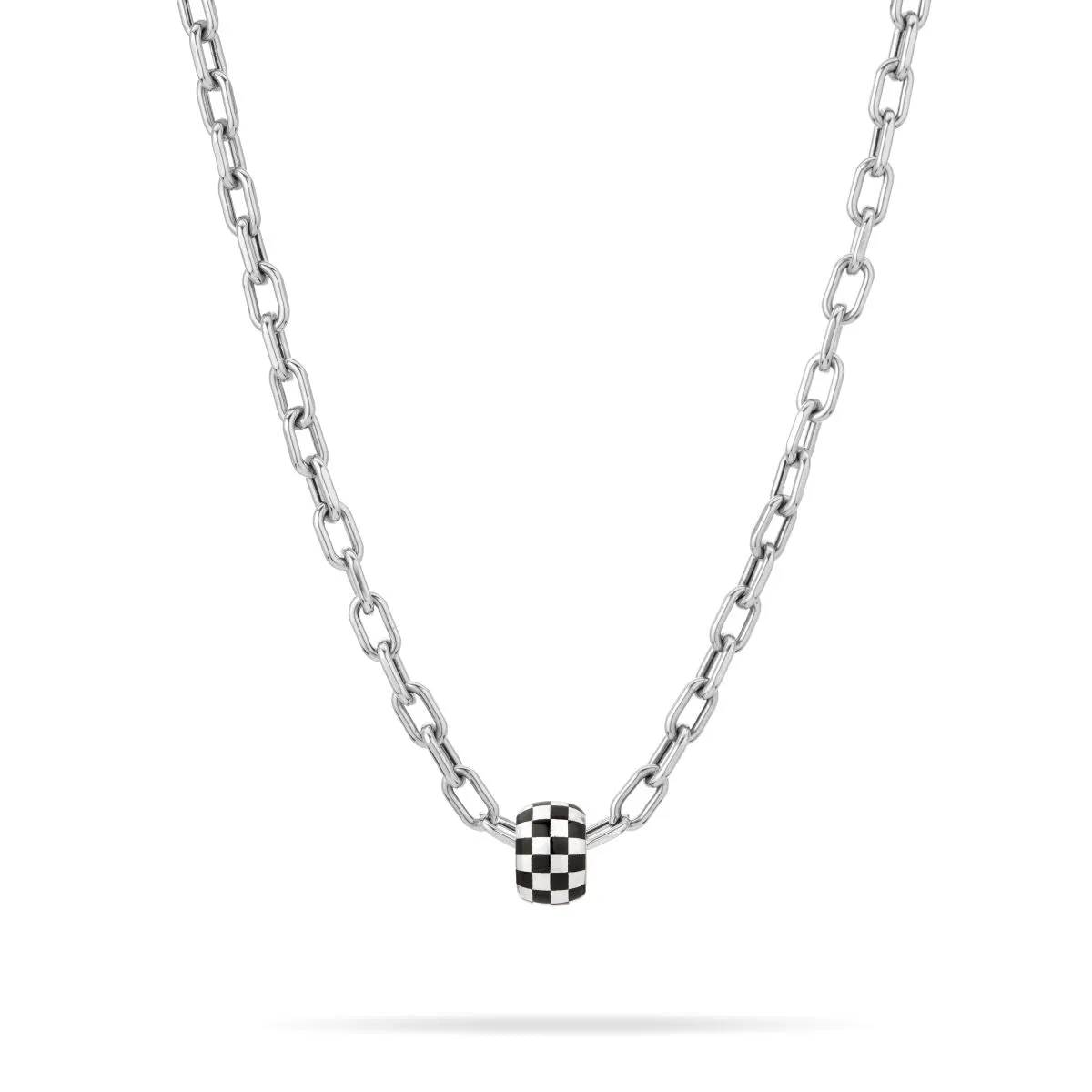 Black Ceramic Checkerboard Big Bead