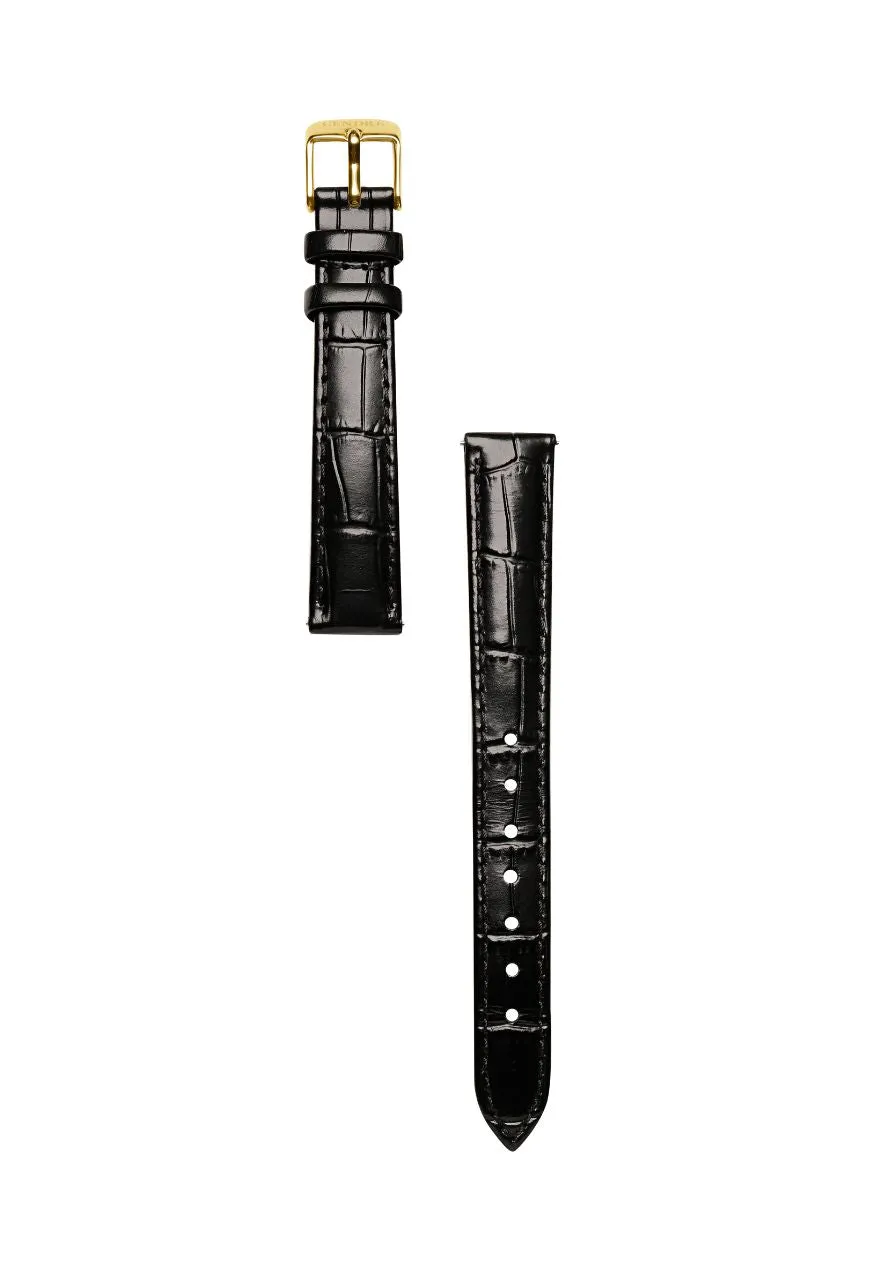 Black Croc Leather Watch Band | Gold
