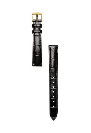 Black Croc Leather Watch Band | Gold