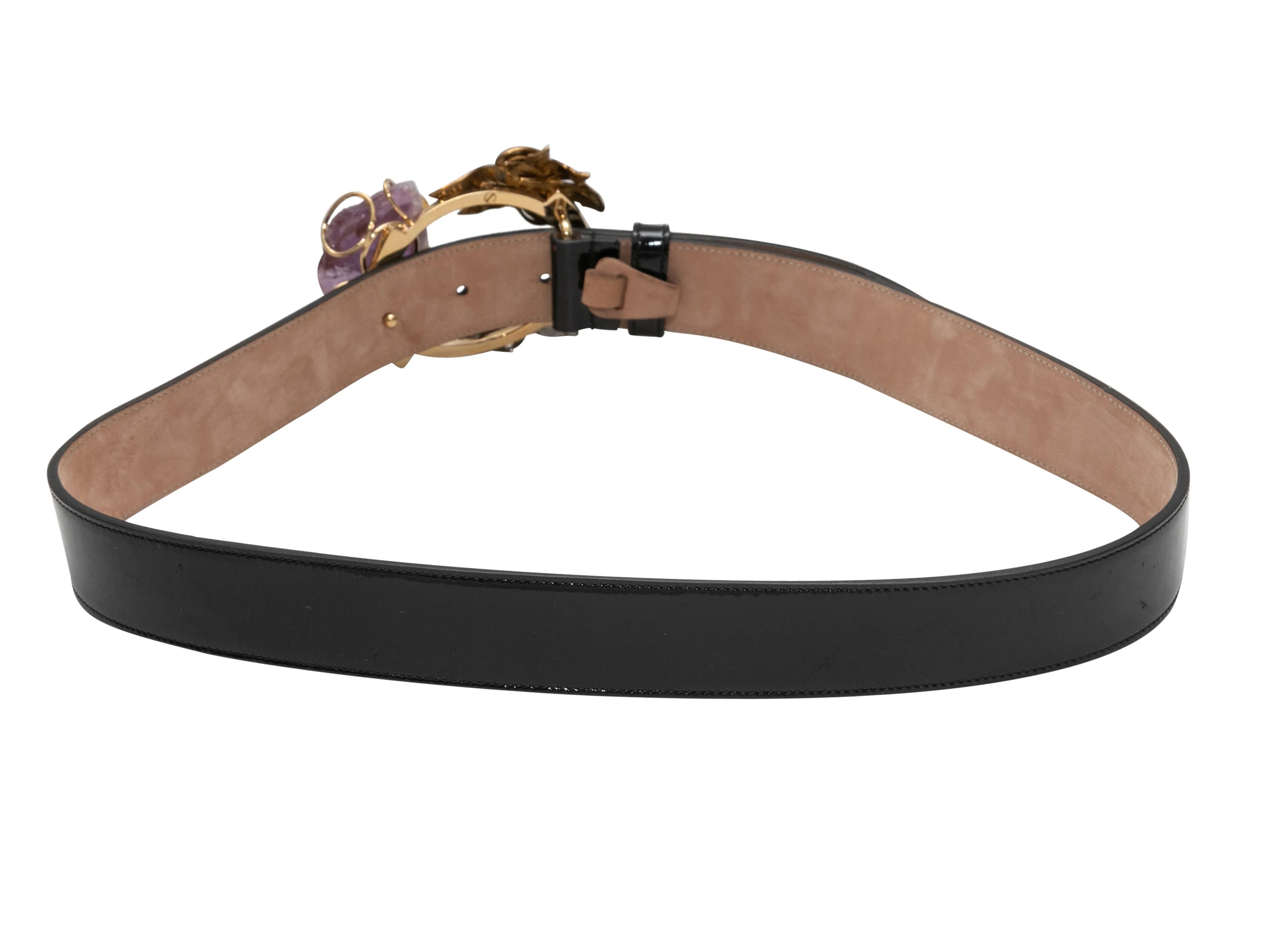 Black Dolce & Gabbana Patent Gemstone Buckle Belt Size US S