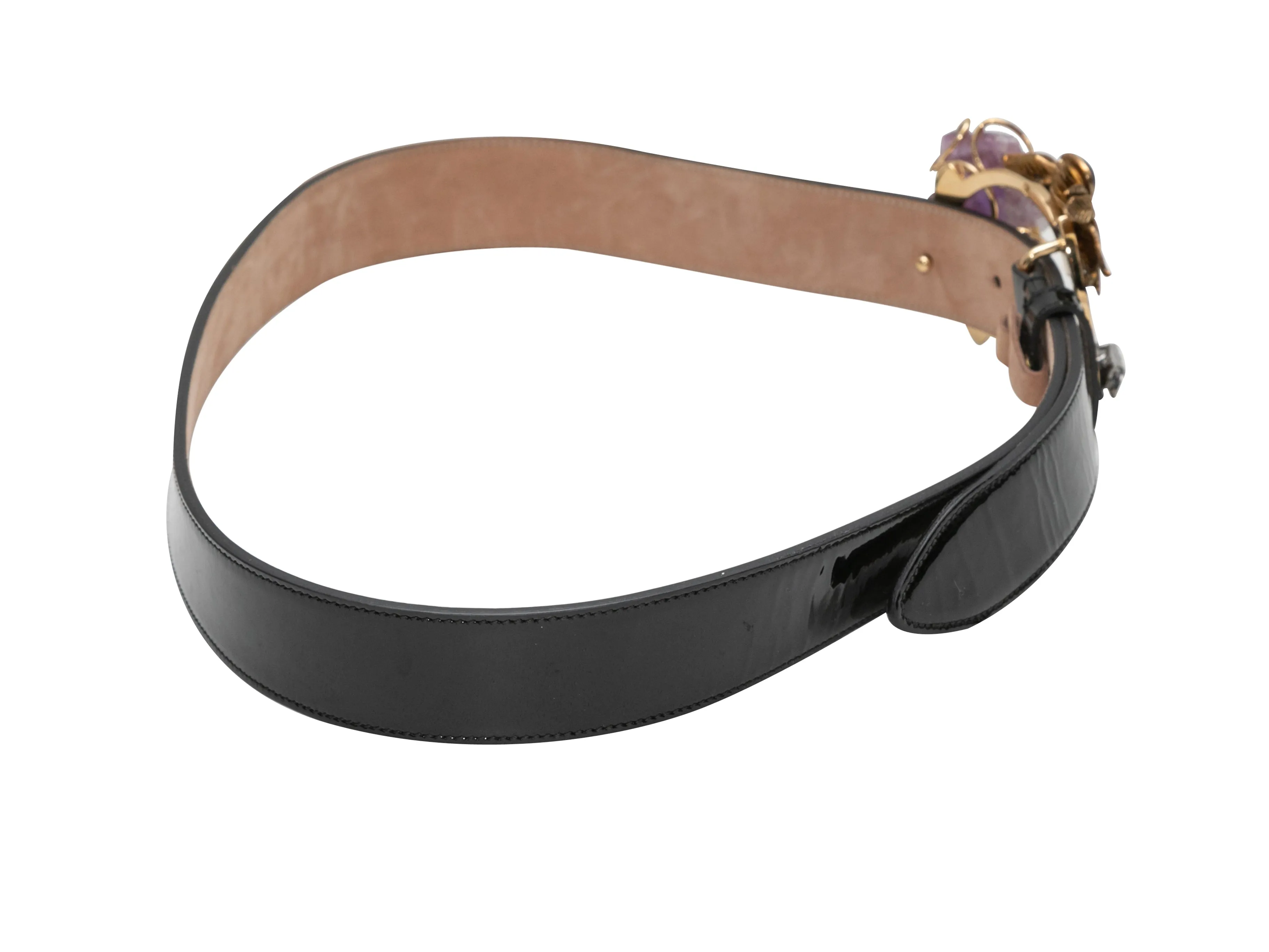 Black Dolce & Gabbana Patent Gemstone Buckle Belt Size US S