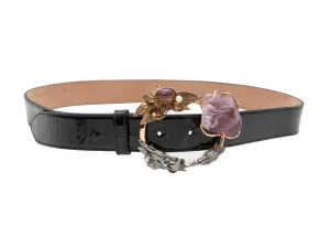 Black Dolce & Gabbana Patent Gemstone Buckle Belt Size US S