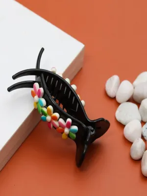 Black Floral Hair Claw Clip – Multi