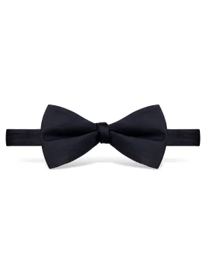 Black Grosgrain Silk Bow Tie - Self Tie