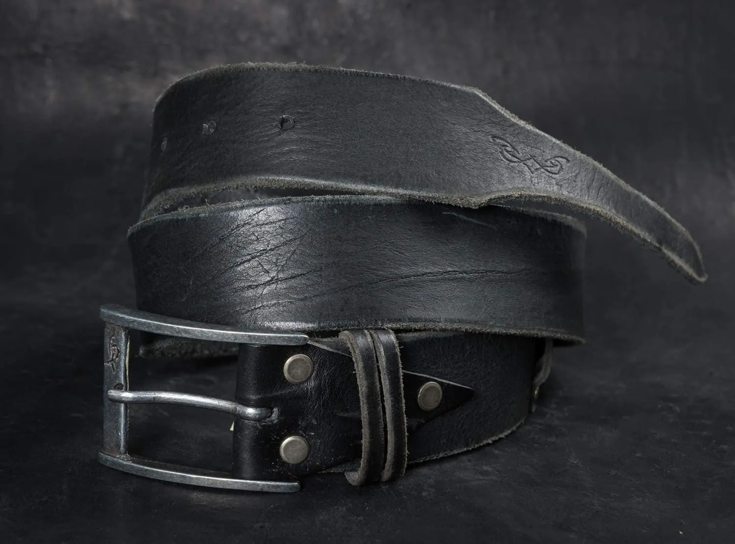 Black Leather Belt Custom Grunge StyleCustom Grunge Style Black Leather Belt - Mens Leather Accessory with Buckle