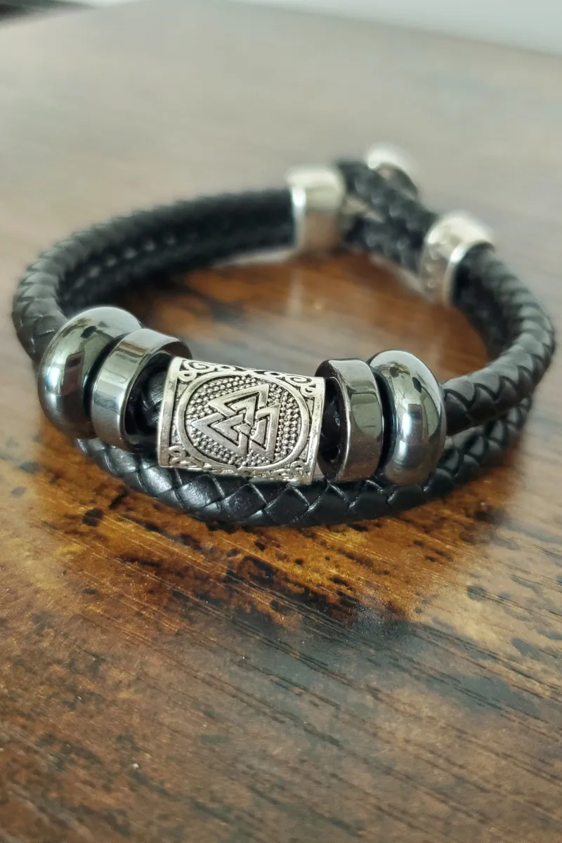 Black Leather Rope Bracelet