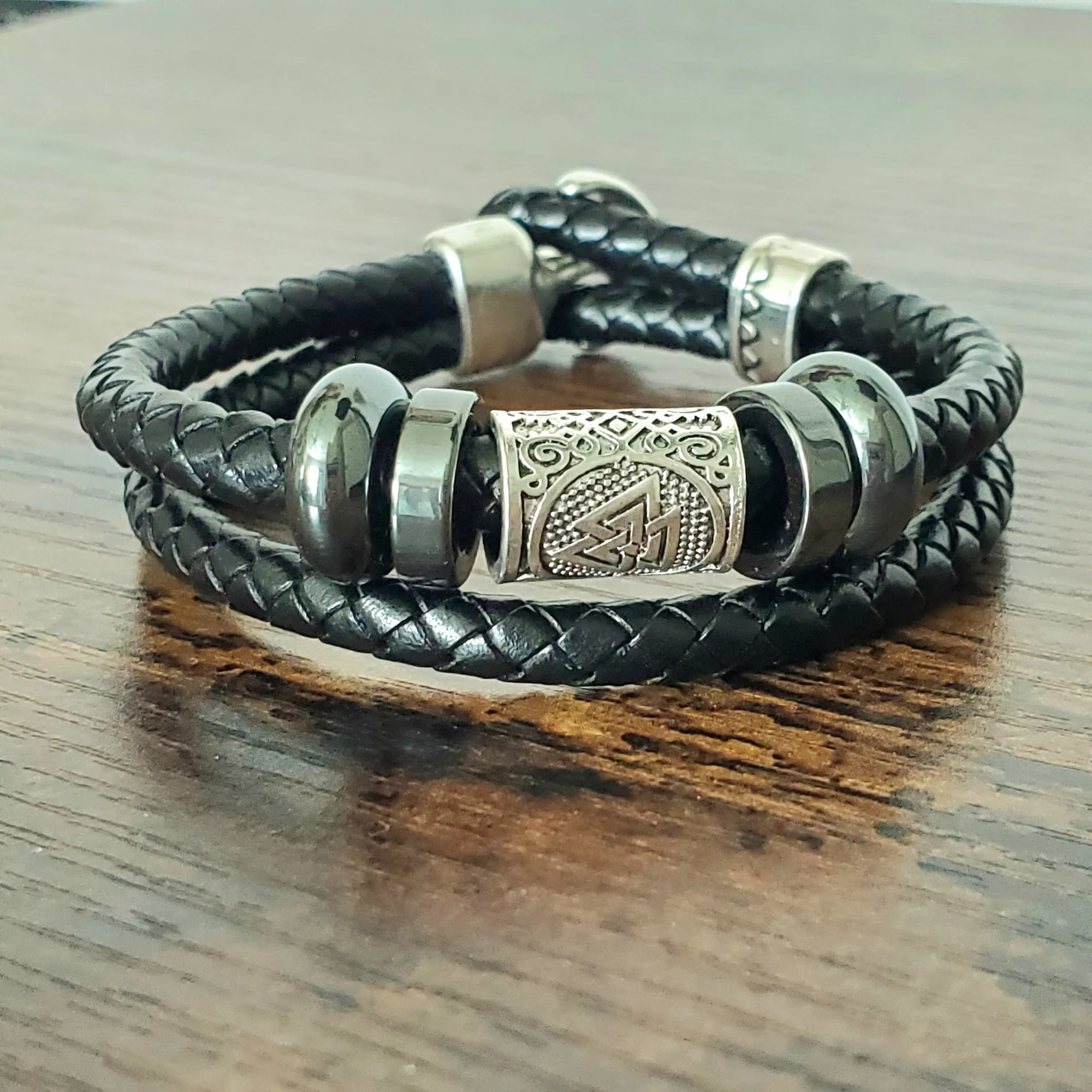Black Leather Rope Bracelet
