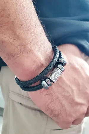 Black Leather Rope Bracelet