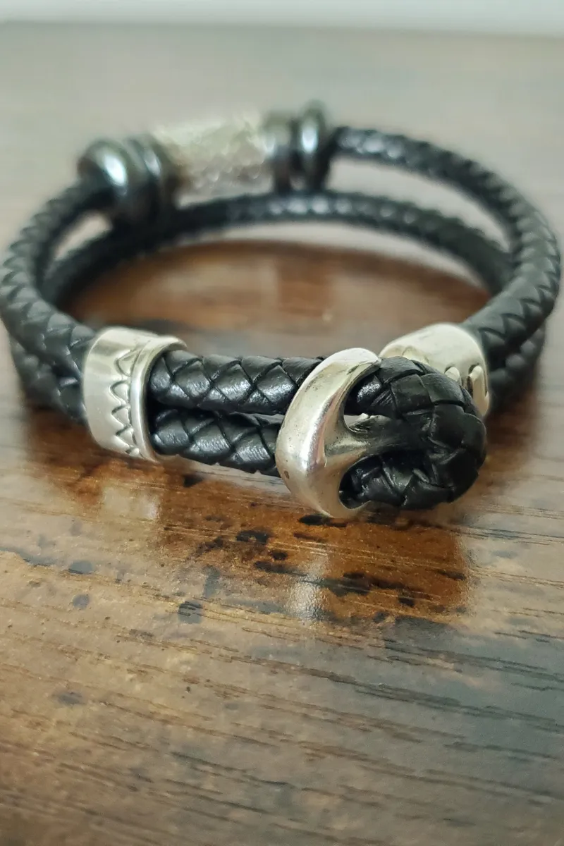 Black Leather Rope Bracelet