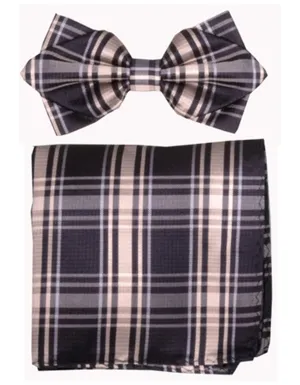 Black Plaid Bow Tie Set
