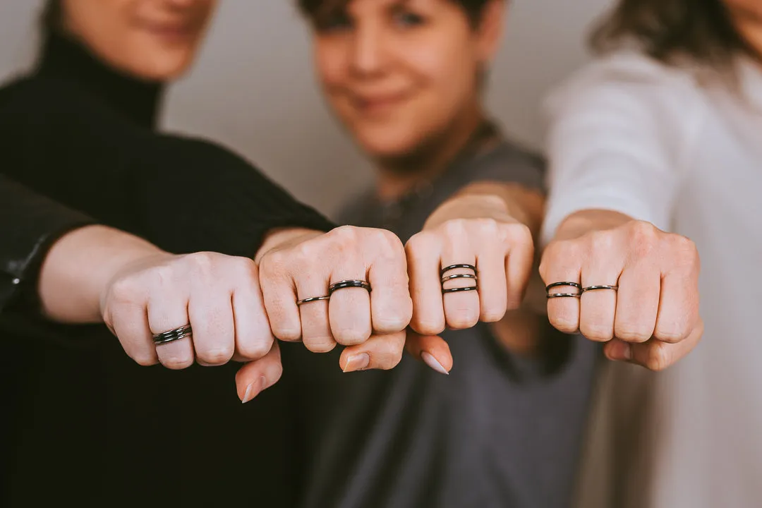 Black Pyramid Stackable Titanium Ring