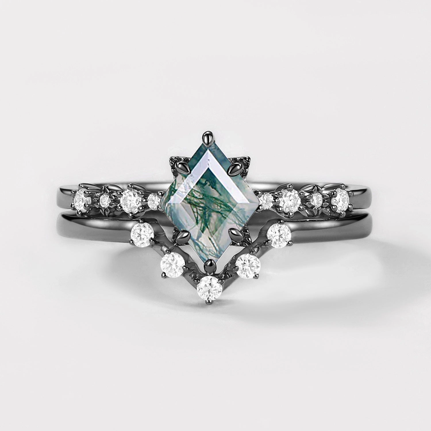 Vintage feel Black Gold Blue Sandstone Vintage Ring Set 2pcs - Violet