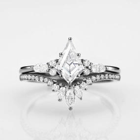 Fresh Statement Black Gold Kite Cut Moissanite Ring Set 2pcs - Rebecca