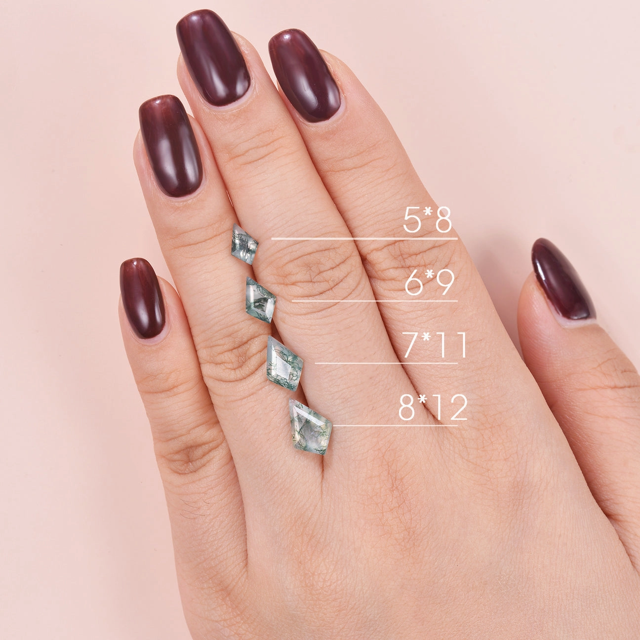 Dynamic Highlight Black Gold Kite Cut Moss Agate Leafy Engagement Ring Sets 2pcs - Ivy