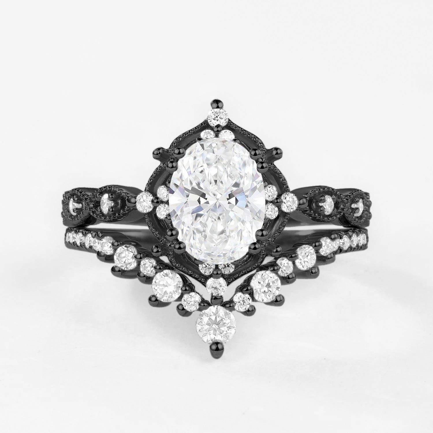 Black Gold Signature Vintage Ring Set 2pcs - Charlotte Gifting Ready