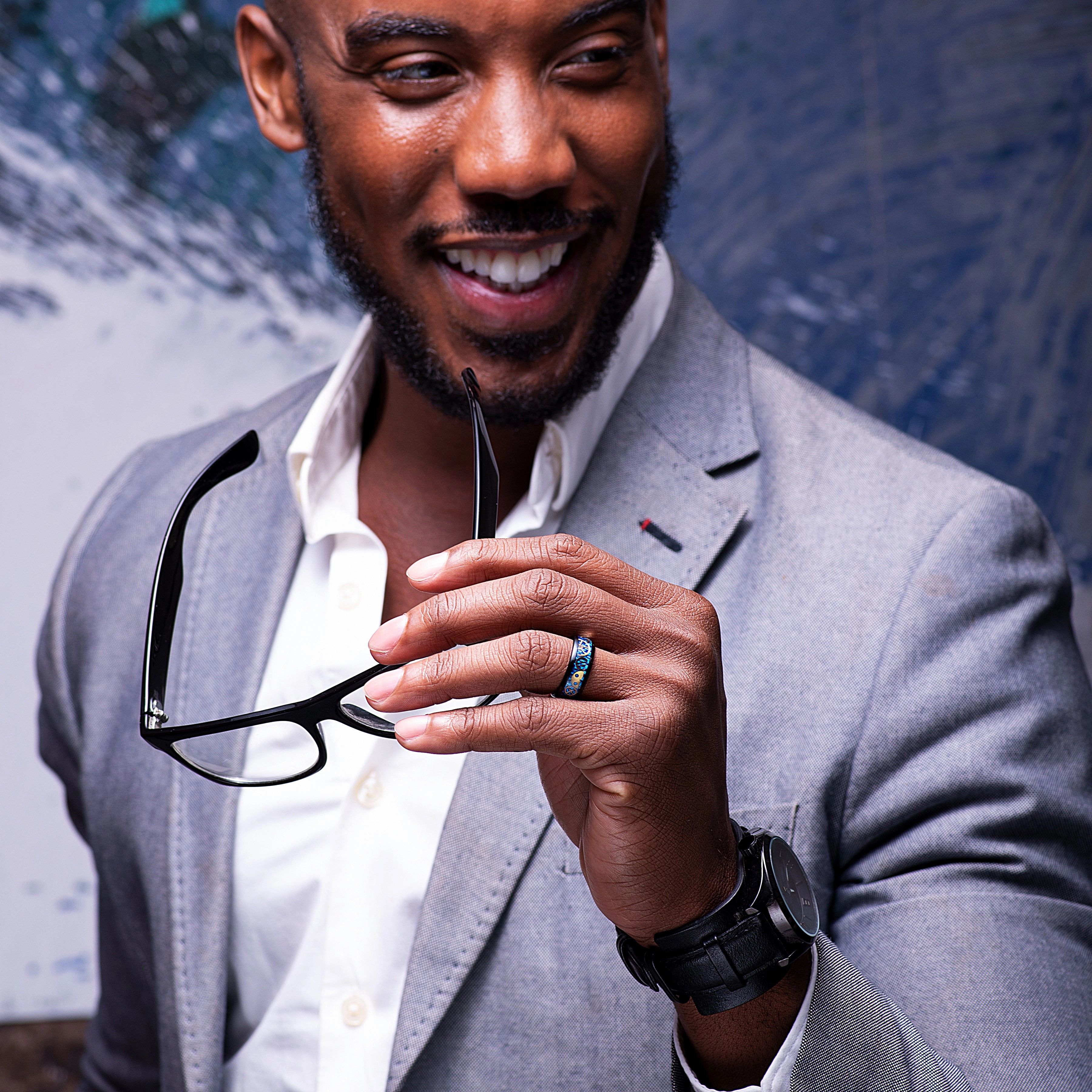 Black Tungsten Rings for Men Watch Gear Blue Carbon Fiber Inlaid  Wedding Band Promise Engagement Anniversary Size 6-16 Elegant accessory National Symbol