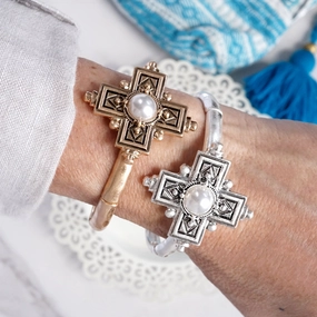 Infinite View Favorable Mixes Boho Cross Drop Statement Bangles ?C Gold & Silver Tones