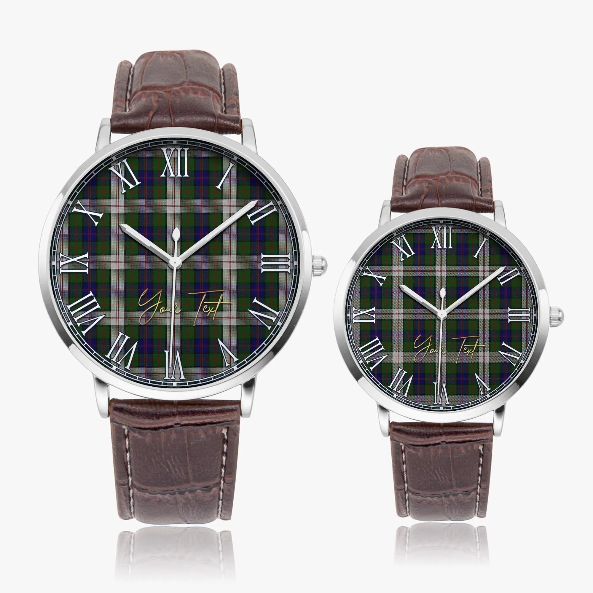 Blair Dress Tartan Personalized Your Text Leather Trap Quartz Watch