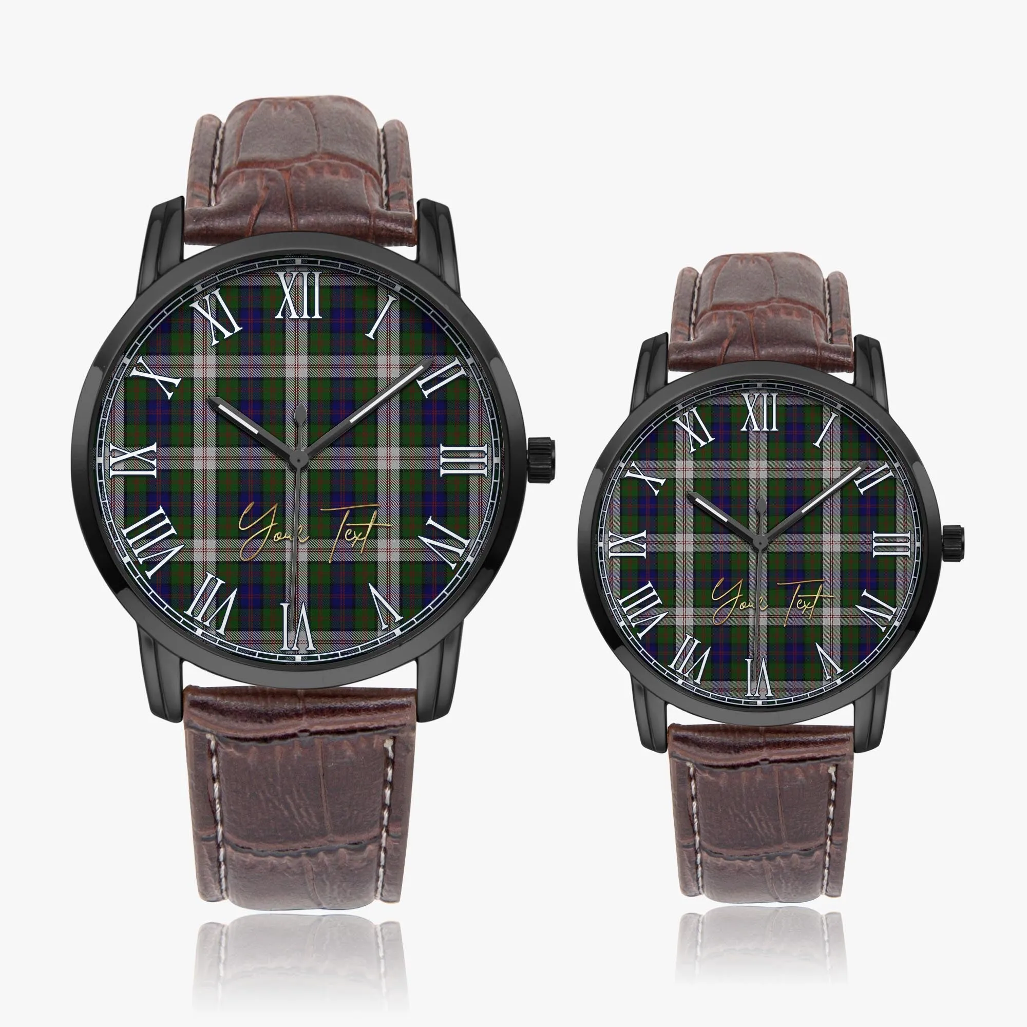 Blair Dress Tartan Personalized Your Text Leather Trap Quartz Watch