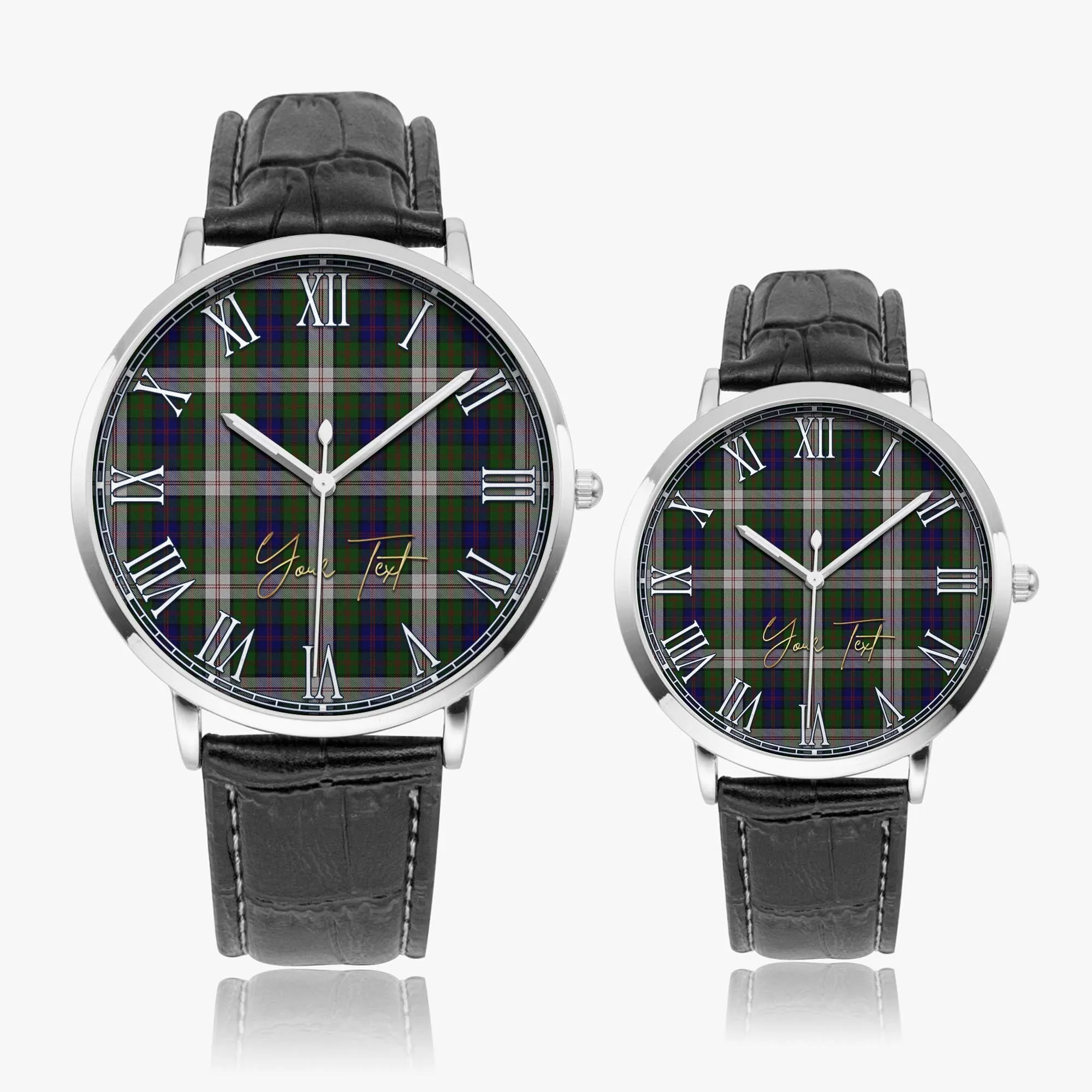 Blair Dress Tartan Personalized Your Text Leather Trap Quartz Watch