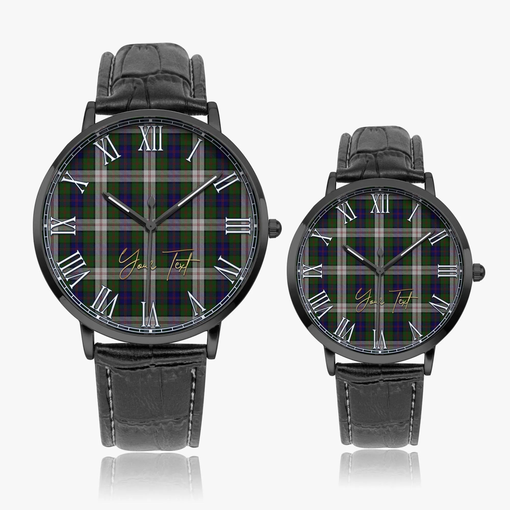 Blair Dress Tartan Personalized Your Text Leather Trap Quartz Watch