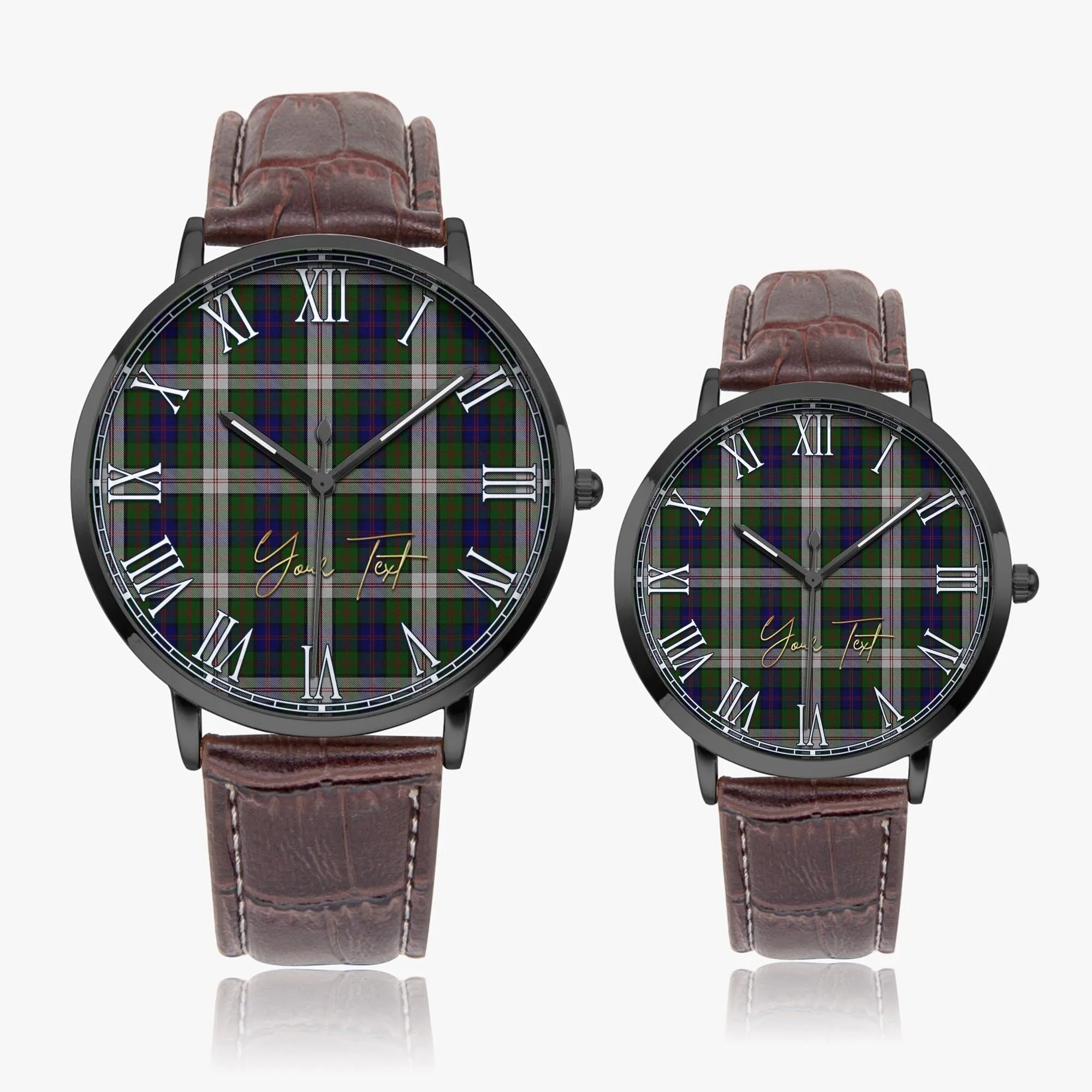 Blair Dress Tartan Personalized Your Text Leather Trap Quartz Watch