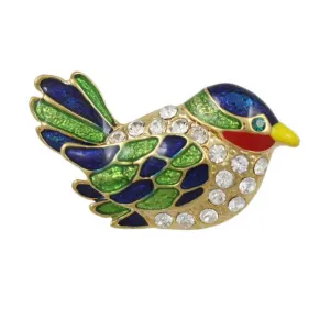 Blue and Green Enamel Bird Brooch Pin - PRB103