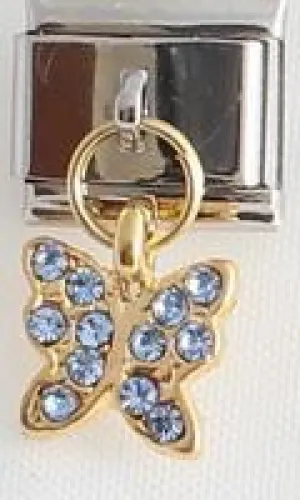 Blue Butterfly Dangle 9mm Charm