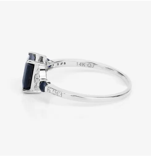 Blue Sapphire and Diamond Ring in 14K Gold