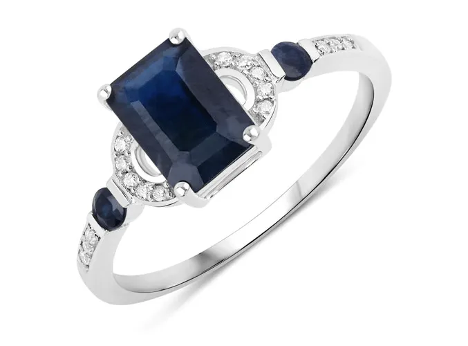 Blue Sapphire and Diamond Ring in 14K Gold