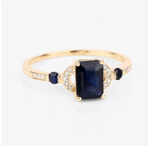 Blue Sapphire and Diamond Ring in 14K Gold